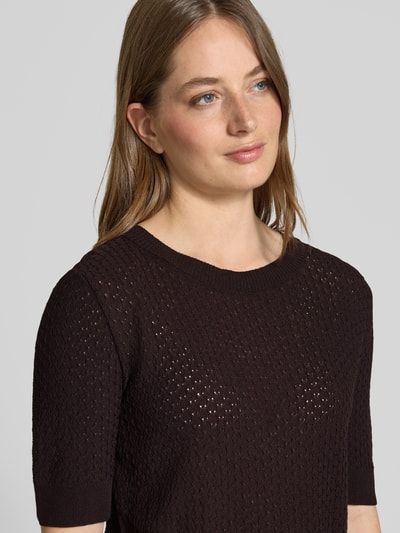 More & More Regular Fit Strickshirt mit Rundhalsausschnitt und 1/2-Arm Schoko 3