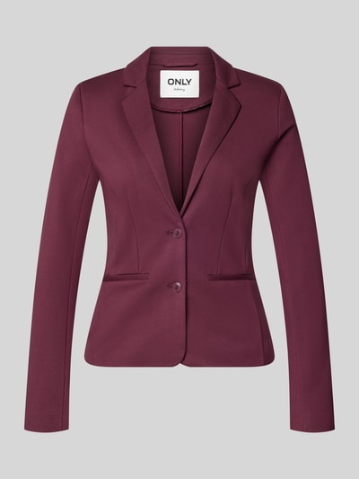 Produktfoto, Slim Fit Kurzblazer aus Viskose-Mix Modell 'POPTRASH' von ONLY, Damen Kurzblazer, bordeaux, klasyczny krój, gładka tekstura