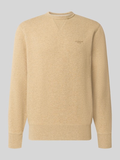Produktfoto, Sweatshirt aus Baumwoll-Mix von Superdry in Beige mit Rundhalsausschnitt, lockerer Passform und Label-Stitching, Vorderansicht