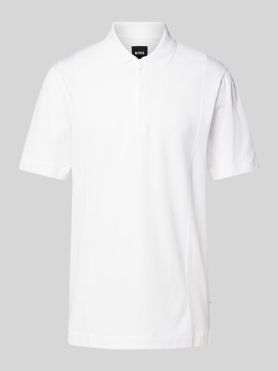 BOSS Slim Fit Poloshirt mit Reißverschluss Weiss 2