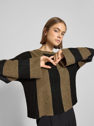 Noisy May Sweter z dzianiny z okrągłym dekoltem model ‘AGATHA’ Orzechowy melanż 3