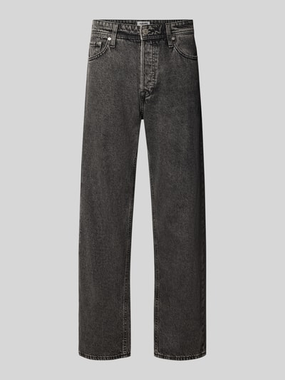 Produktfoto, Straight Fit Jeans aus reiner Baumwolle Modell 'Eddie' von JACK & JONES in Schwarz mit 5-Pocket-Design, glatte Textur
