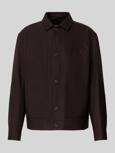 HUGO Kurtka koszulowa o kroju slim fit z dodatkiem żywej wełny Średniobrązowy 2