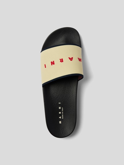 Marni Slides mit Label-Print Ecru 6