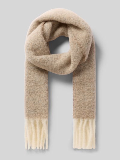 Produktfoto, Schal aus Alpaka-Woll-Mix Modell 'Yulyette_30*200' von BOSS, beigefarbene und cremeweiße Töne, weiche Textur, Damen Schal von BOSS