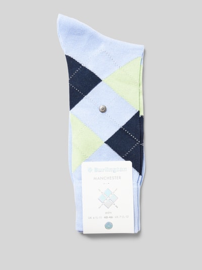 Burlington Socken mit Label-Applikation Modell 'MANCHESTER' Bleu 3