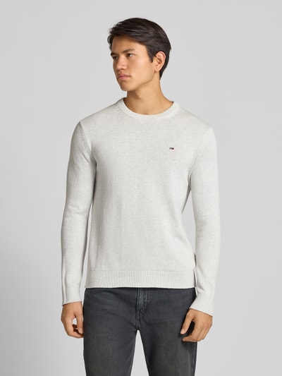 Tommy Jeans Regular fit gebreide pullover van zuiver katoen Lichtgrijs gemêleerd - 4