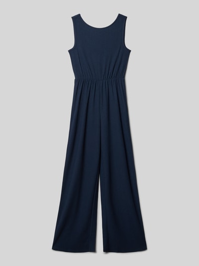 Produktfoto, Regular Fit Jumpsuit ohne Ärmel von s.Oliver RED LABEL, granatowa jednokolorowa tkanina jacquardowa, okrągły dekolt, szerokie ramiączka