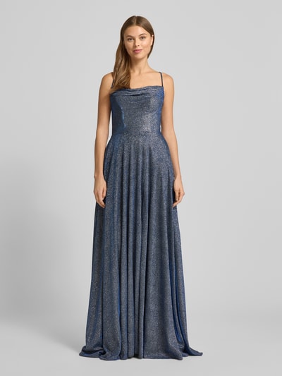 Luxuar Avondjurk met spaghettibandjes Blauw - 4