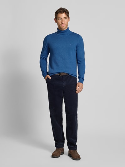 Christian Berg Men Slim fit pullover van een mix van katoen en wol  Jeansblauw gemêleerd - 1
