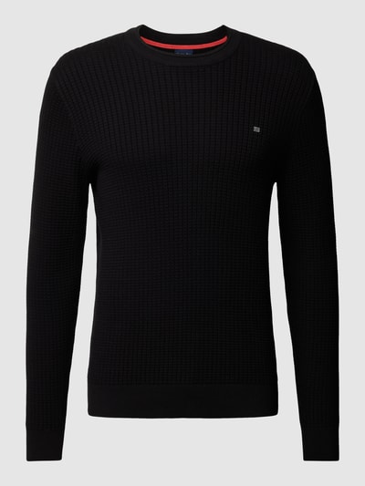 Christian Berg Men Strickpullover mit Strukturmuster Black 2