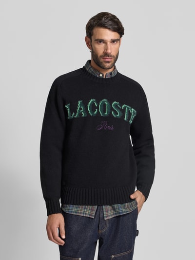 Lacoste Relaxed Fit Strickpullover aus Woll-Mix Black 4