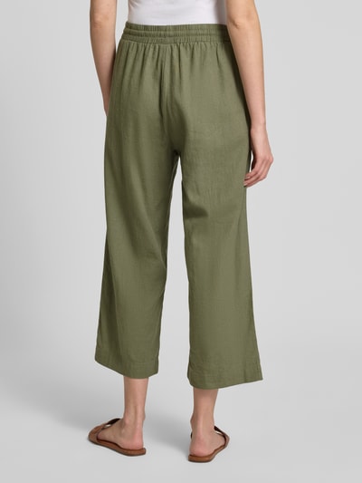FREE/QUENT Wide Leg Leinenculotte mit Tunnelzug Modell 'Lava' Oliv 5
