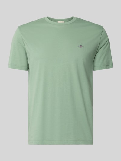 Productfoto, lichtgroen regular fit T-shirt van puur katoen, gladde textuur met klein logo, Regular Fit T-Shirt aus reiner Baumwolle van GANT
