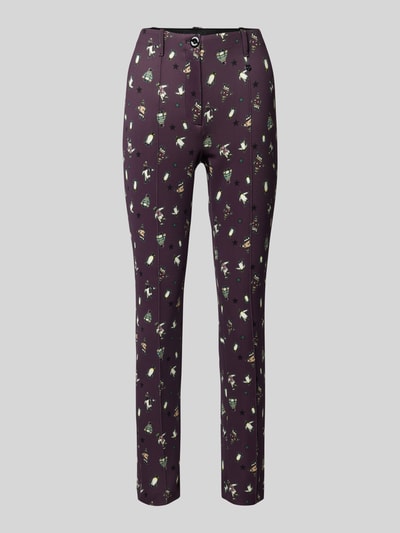 Marc Cain Stoffen broek met knoop- en ritssluiting Aubergine - 2