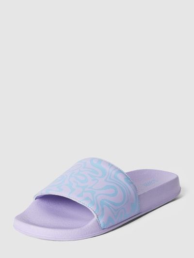 Jake*s Casual Slides mit Statement-Print Flieder 2