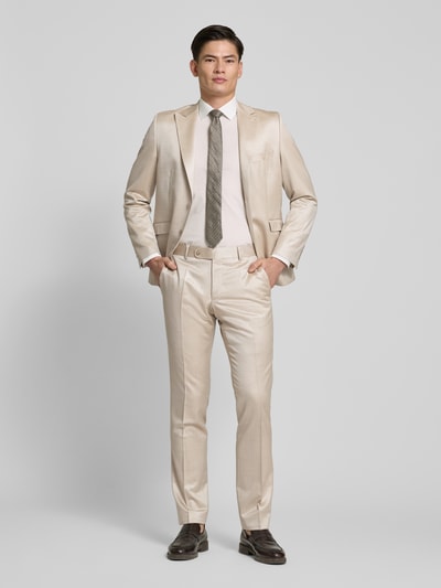 Wilvorst Slim Fit Anzughose mit Bügelfalten Beige 1