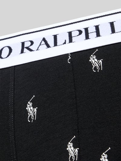 Produktfoto, schwarzer Baumwollstoff mit weißem Polo Ralph Lauren Logo und weißem Bund, Trunks aus Baumwoll-Mix im 3er-Pack von Polo Ralph Lauren Underwear