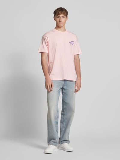 Tommy Jeans Relaxed Fit T-Shirt aus reiner Baumwolle Pink 1
