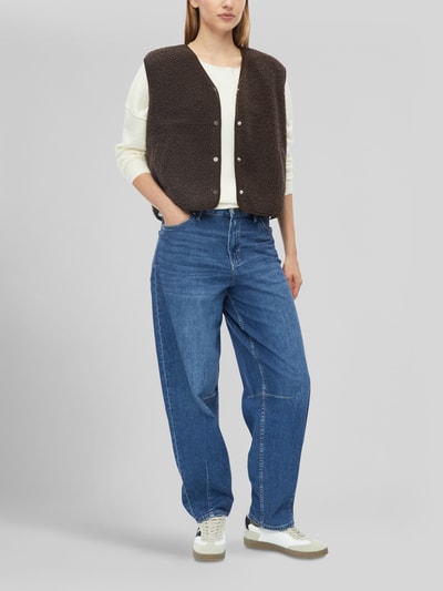 s.Oliver RED LABEL Relaxed Fit Weste aus Teddy-Plüsch Dunkelbraun 1