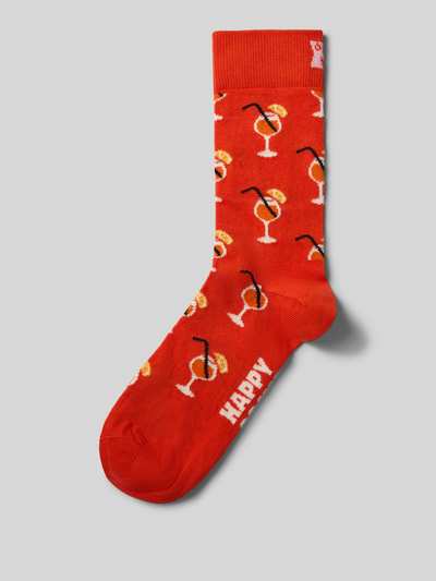 Happy Socks Socken mit Label-Print Orange 1