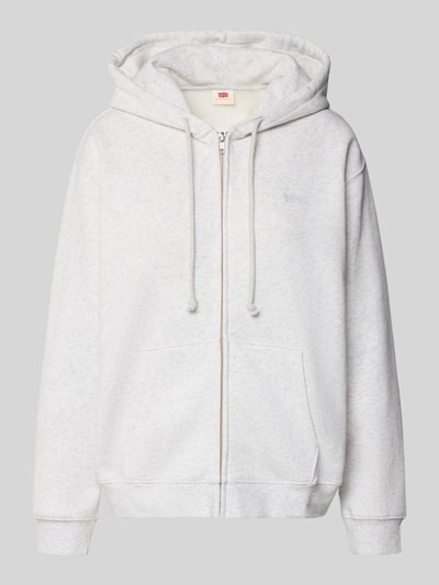 Produktfoto, Sweatjacke mit Kapuze van Levi's®, lichtgrijze katoenmengsel, rits, labeldetail, zakken, geribde boorden, ontspannen pasvorm