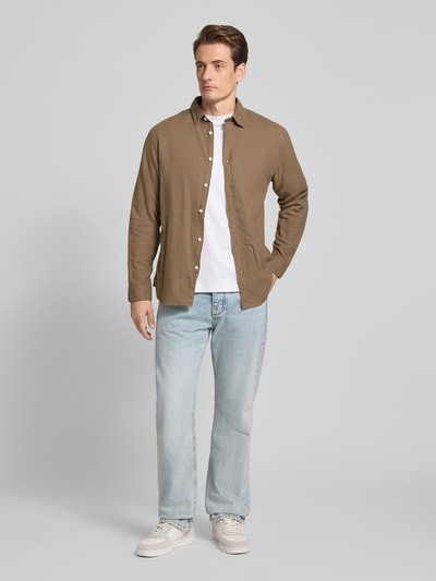 SELECTED HOMME Slim fit vrijetijdsoverhemd van puur katoen, model 'SLIMOWEN' Lichtbruin - 1