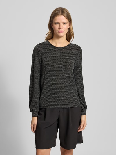 Only Bluzka o kroju regular fit z długim rękawem i odznaczającym się, metalicznym wzorem na całej powierzchni model ‘CAROL’ Metaliczny czarny 4