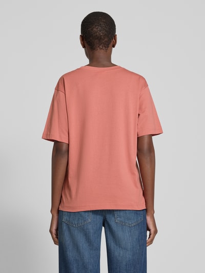 Jake*s Casual T-shirt met geribde ronde hals Terracotta - 5