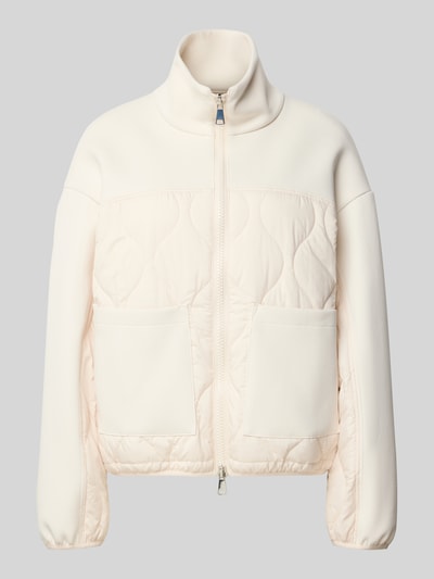 Produktfoto, Jacke mit Steppnähten und Zweiwege-Reißverschluss von WHITE LABEL aus cremeweißem Baumwoll-Mix, Regular Fit, Stehkragen, sichtbare Textur.