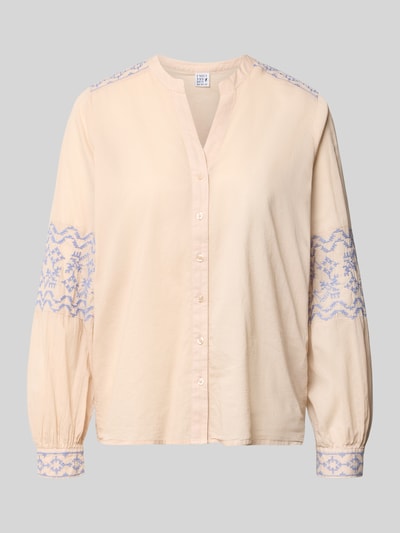 Emily Van den Bergh Regular Fit Bluse mit Stitchings und V-Ausschnitt Sand 2