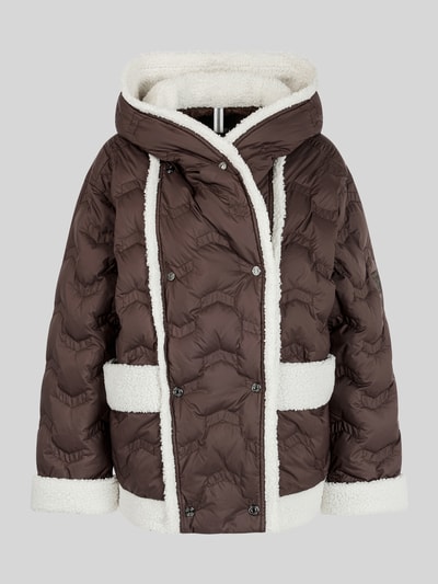 Marc Cain relaxed fit gewatteerd jack met capuchon model 'SPORTS E' Donkerbruin - 2