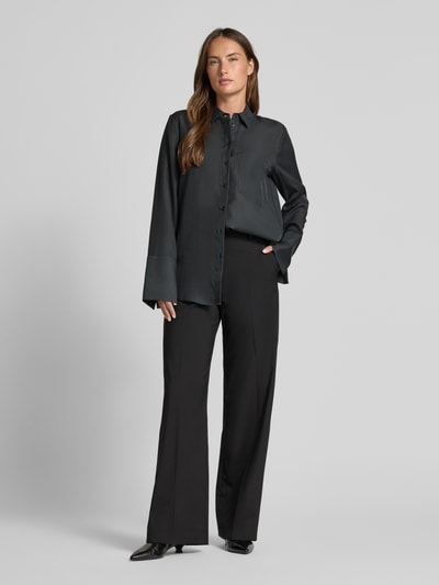 Stefanel Regular fit overhemdblouse met borstzak Donkergrijs - 1