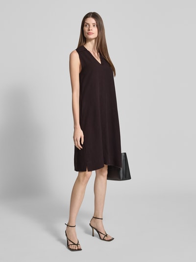 OPUS Knielange jurk van viscose, model 'Wika' Donkerbruin - 1