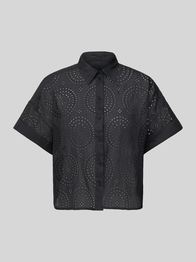 BOSS Orange Bluzka koszulowa z haftem angielskim model ‘Bisenas’ Czarny 2