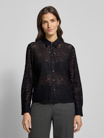 comma Regular fit blouse van kant, model 'EXPLORE' Zwart - 4