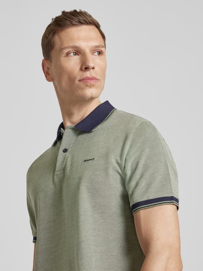 Gant Koszulka polo o kroju slim fit z wyhaftowanym logo Oliwkowy 3