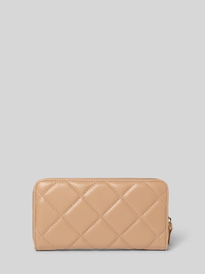 Produktfoto, Portemonnaie mit Label-Detail Modell 'OCARINA' von VALENTINO BAGS in beigem Stepp-Design mit Hauptfach und Innenfach mit Reißverschluss
