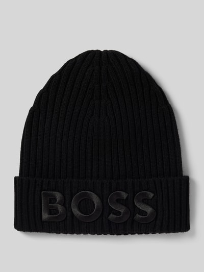 BOSS Czapka beanie z wyhaftowanym logo model ‘Lara’ Czarny 1