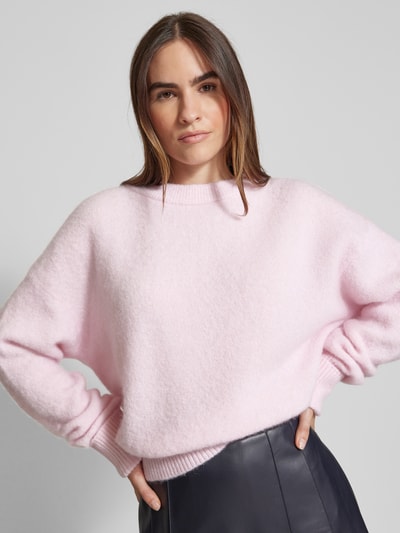 American Vintage Sweter z dzianiny z okrągłym dekoltem model ‘VITOW’ Jasnoróżowy 3