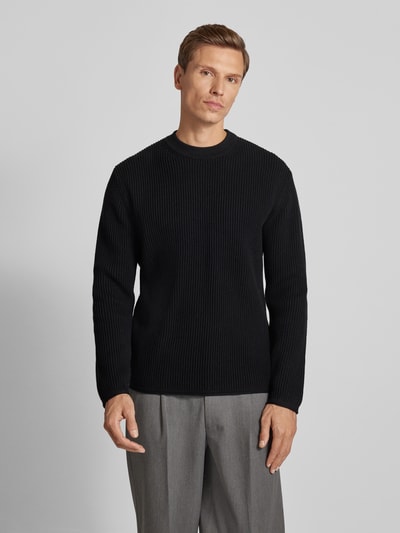 Drykorn Gebreide pullover met ronde hals, model 'LEANDO' Zwart - 4