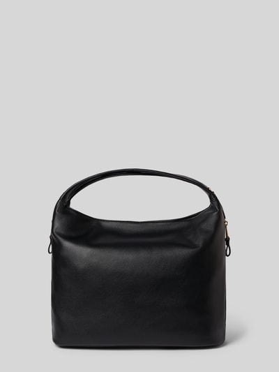 Produktfoto, Handtasche in Leder-Optik von Liu Jo White in Schwarz, rechteckige Form, glatte Oberfläche, goldfarbene Details, Maße: 40x33x15 cm, Magnetverschluss, abnehmbarer Tragehenkel, Schulterriemen 97 cm, Reißverschlussfach innen