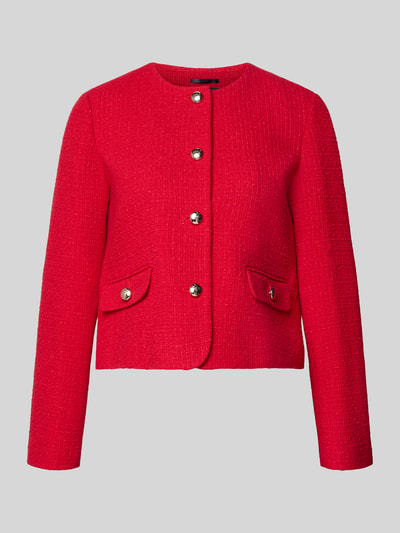 Produktfoto, Regular Fit Blazer mit Rundhalsausschnitt Modell 'Jodi2' von JOOP! in leuchtendem Rot, Baumwoll-Mix, strukturierte Oberfläche, Knopfleiste, Pattentaschen.
