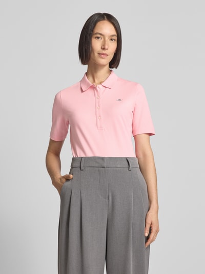 Gant Poloshirt met labelstitching Felroze - 4