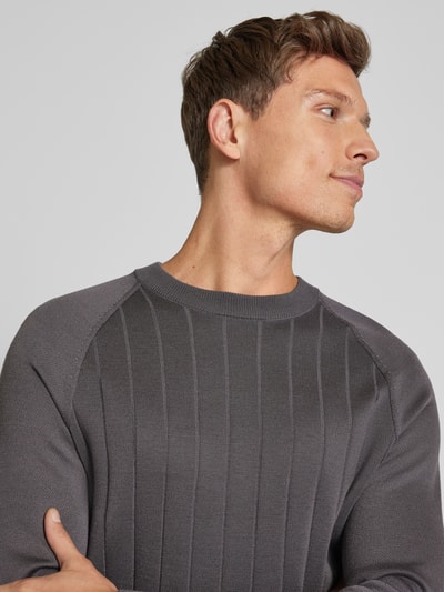 BOSS Gebreide pullover van scheerwolmix, model 'Belugo' Zilver - 3