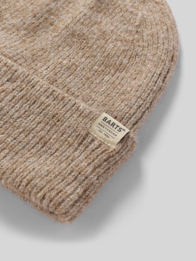 Barts Beanie met omslag en labeldetail, model 'Willian' Zand gemêleerd - 2