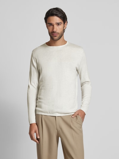 Christian Berg Men Strickpullover mit Rundhalsausschnitt Offwhite Melange 4