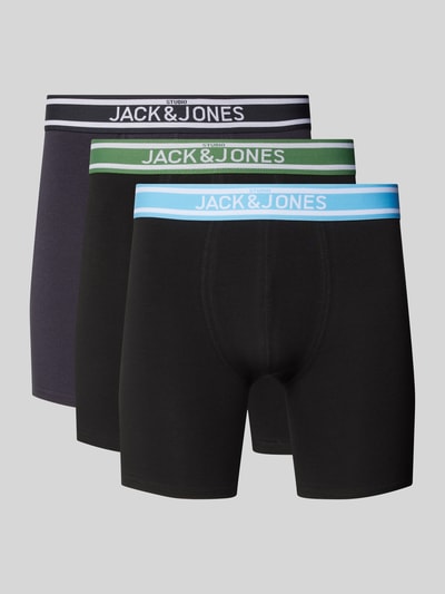 Jack & Jones Boxershorts mit elastischem Label-Bund Modell 'TEDDY' im 3er-Pack Black 1