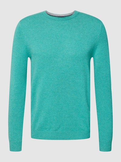 Christian Berg Men Kaschmir Pullover mit geripptem Rundhalsausschnitt Grün meliert 2
