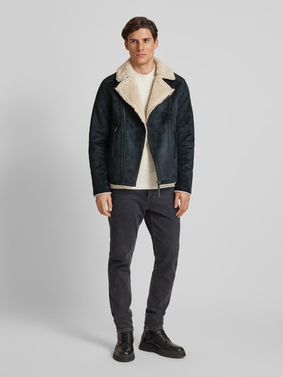 Scotch & Soda Sherpa jacket met labelpatch Zwart - 1